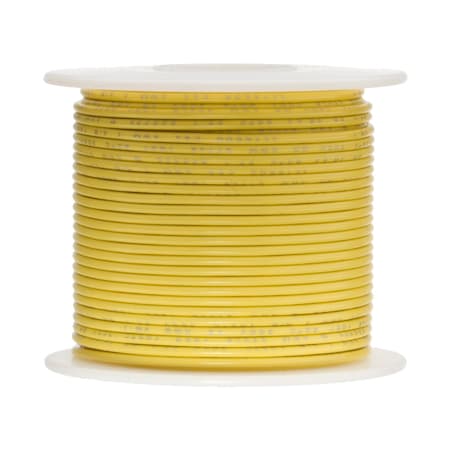 18 AWG Gauge Solid Hook Up Wire, 250 Ft Length, Yellow, 0.0403 Diameter, UL1007, 300 Volts